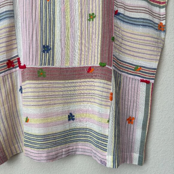 Ivy Jane Embroidered Cotton Mixed Stripe Boxy Boho Blouse Top - Picture 4 of 13